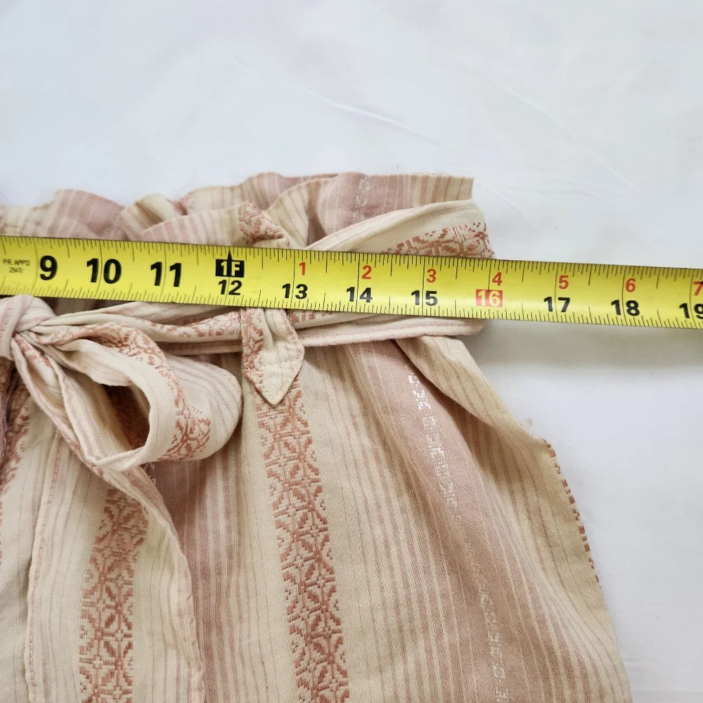 Juicy Couture Y2K Rare Authentic Paper Bag Shorts Petal Pink Cream Stripe Sash S